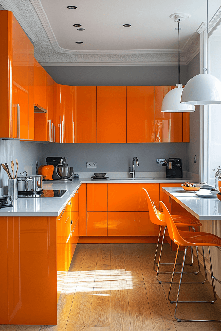 orange kitchen cabinets