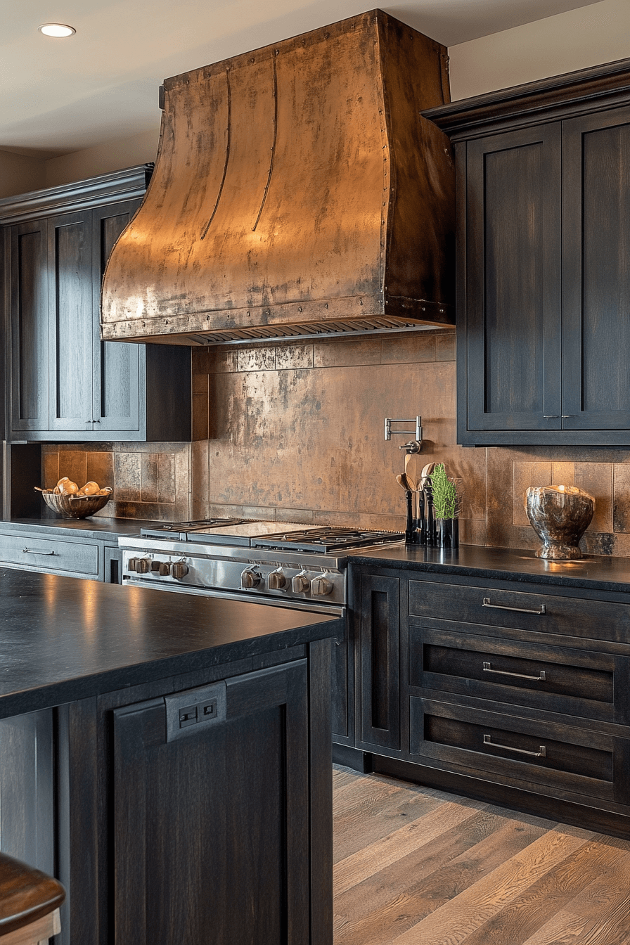 dark stained kitchen cabinets