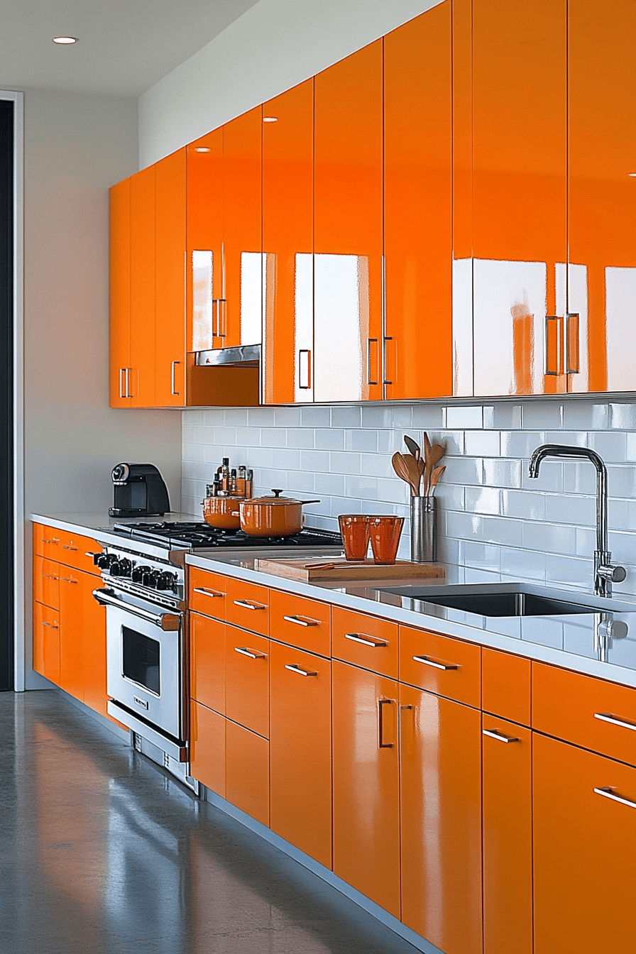 orange kitchen cabinets