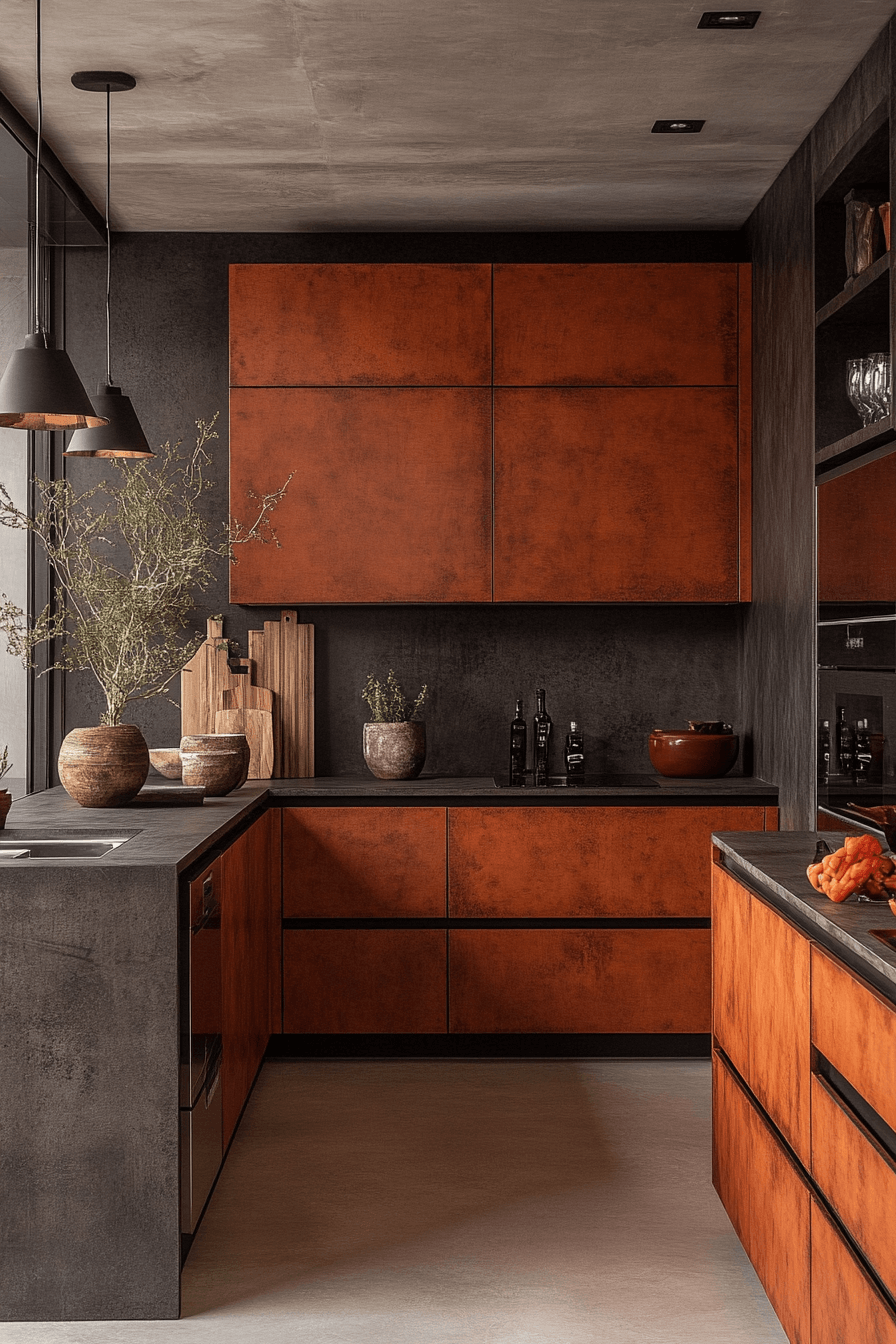 terracotta kitchen cabinets