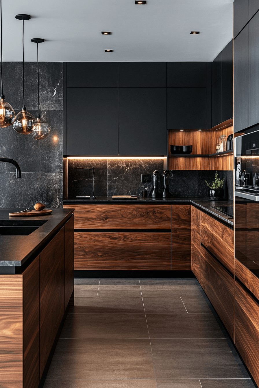 dark walnut kitchen cabinets