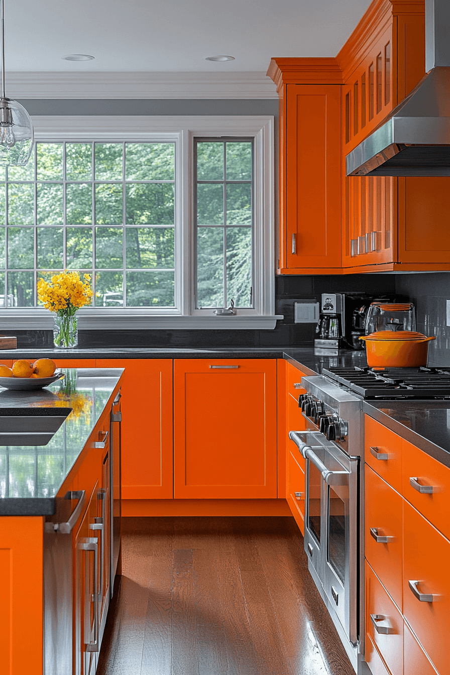 orange kitchen cabinets