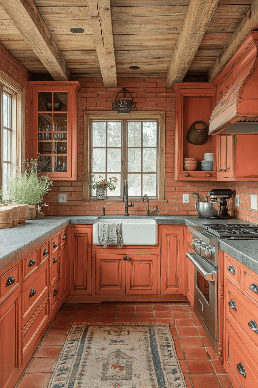 orange kitchen cabinets