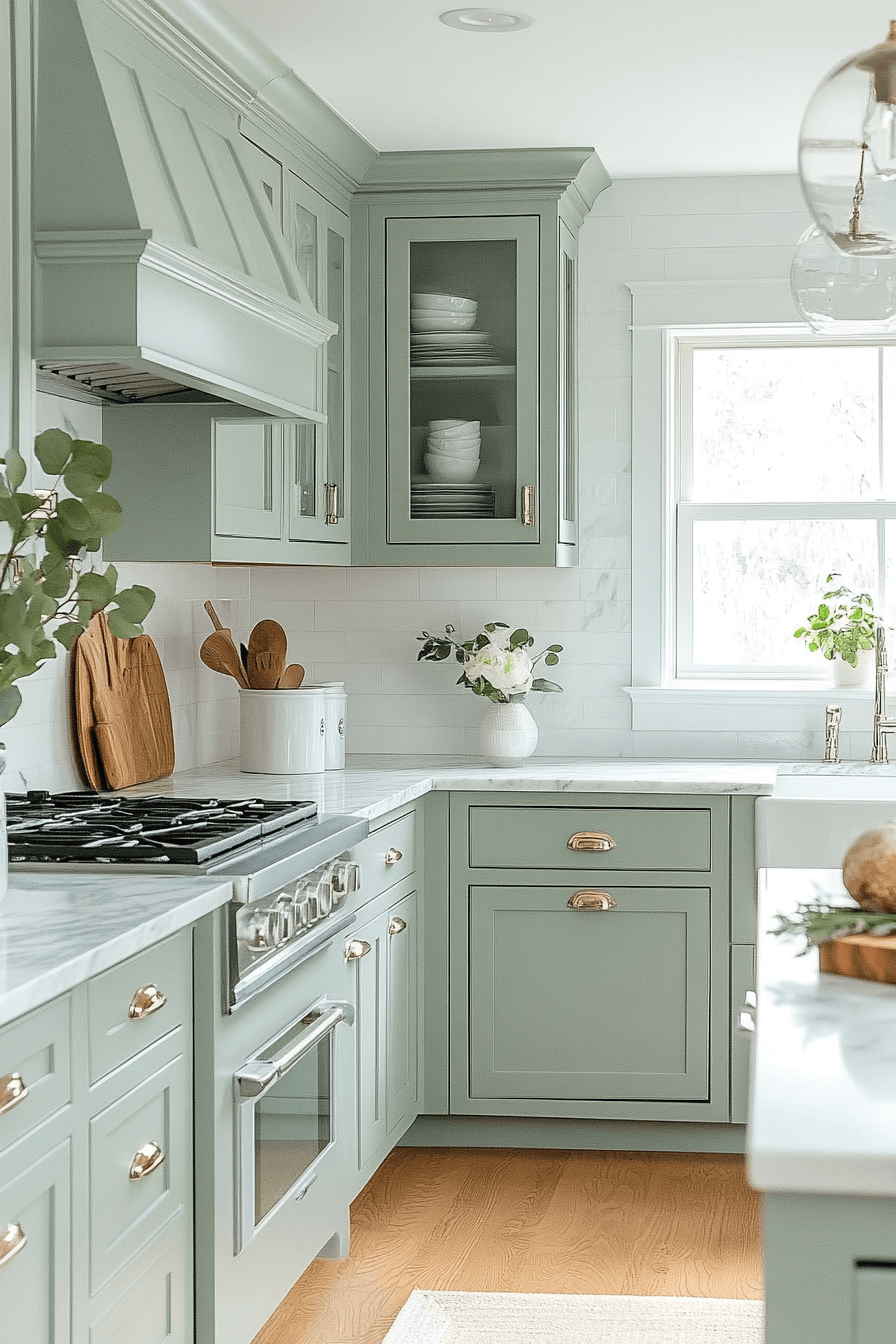 mint green kitchen cabinets