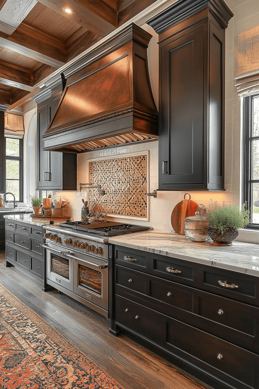 dark stained kitchen cabinets