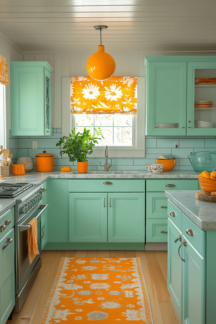 mint green kitchen cabinets