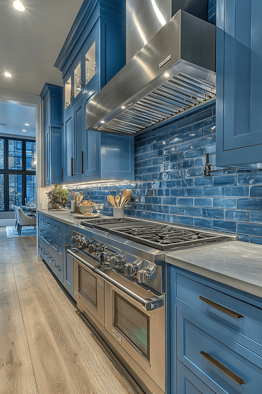 blue grey kitchen cabinets