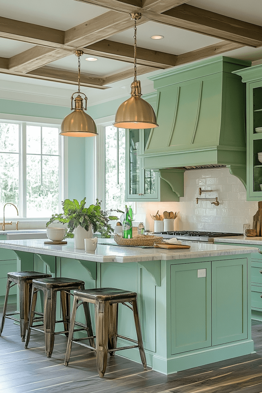 mint green kitchen cabinets