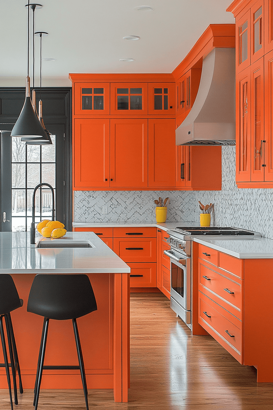 orange kitchen cabinets