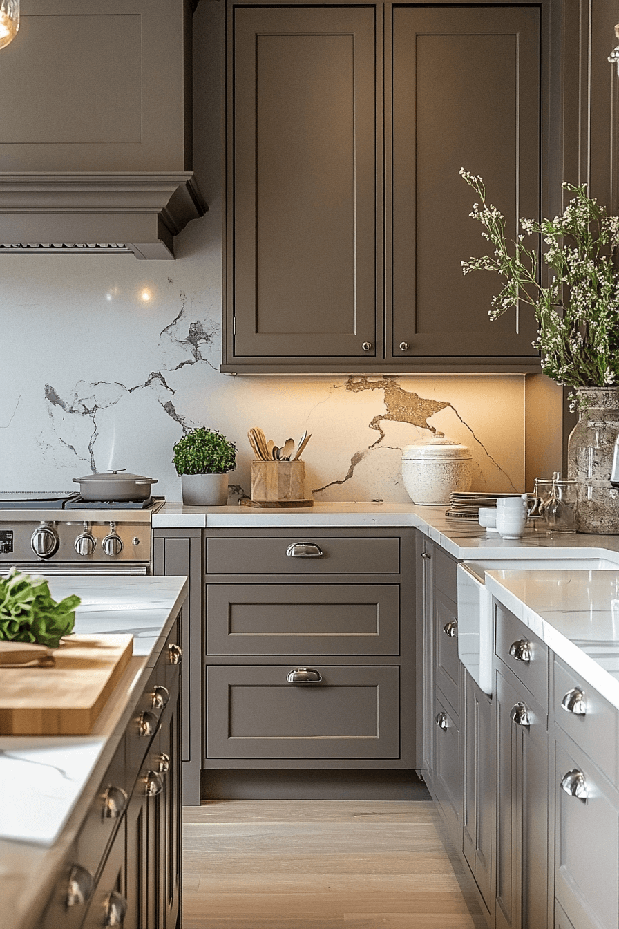 dark taupe kitchen cabinets