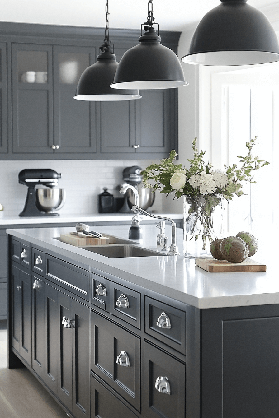 blue grey kitchen cabinets