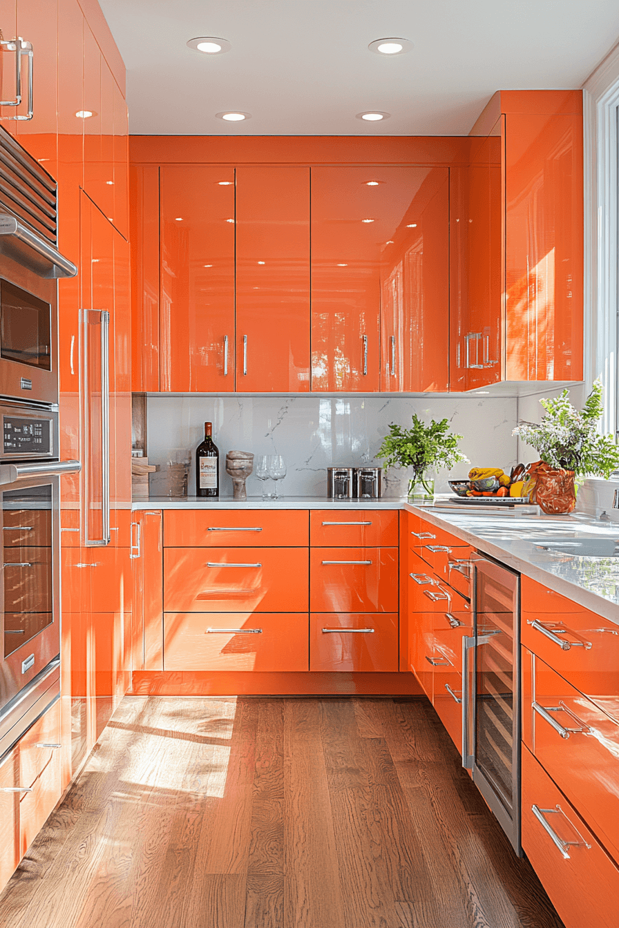 orange kitchen cabinets
