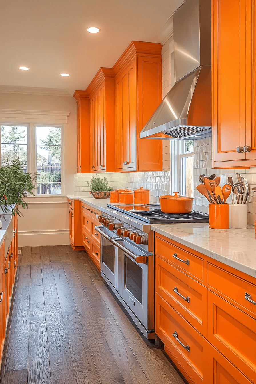 orange kitchen cabinets