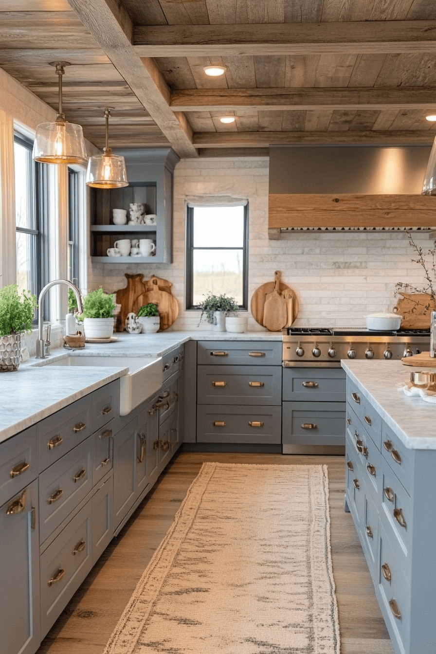 blue grey kitchen cabinets