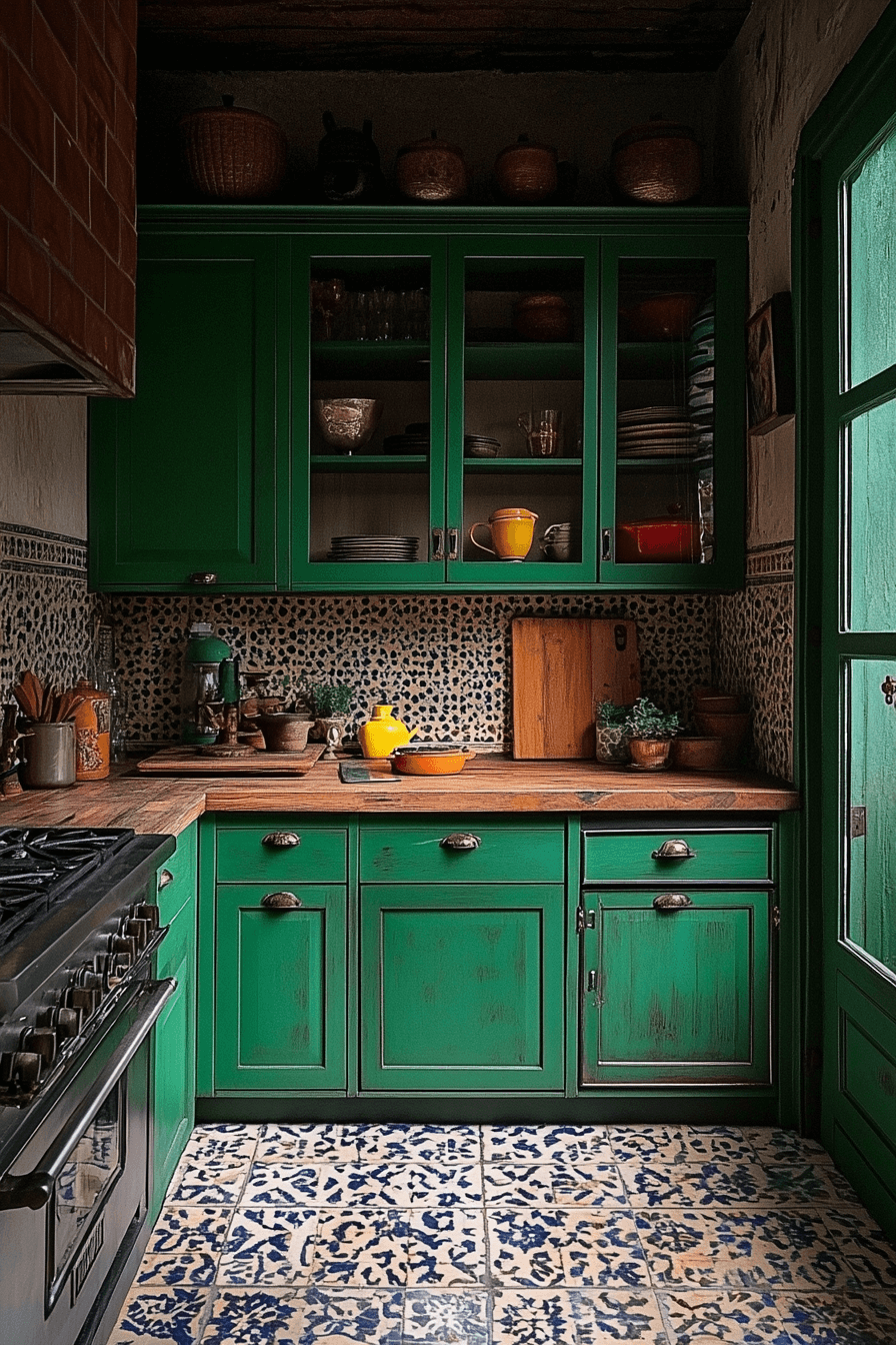 pewter green kitchen cabinets