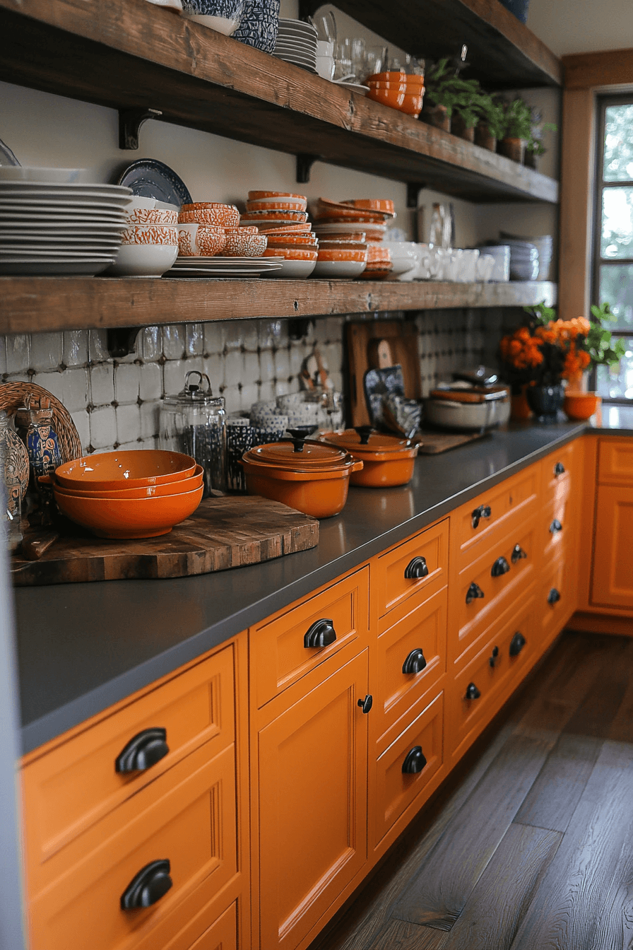 orange kitchen cabinets