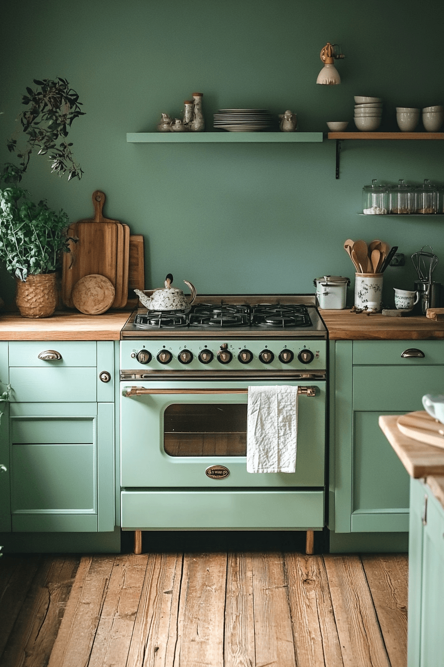 mint green kitchen cabinets