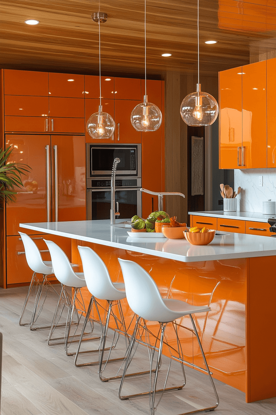 orange kitchen cabinets