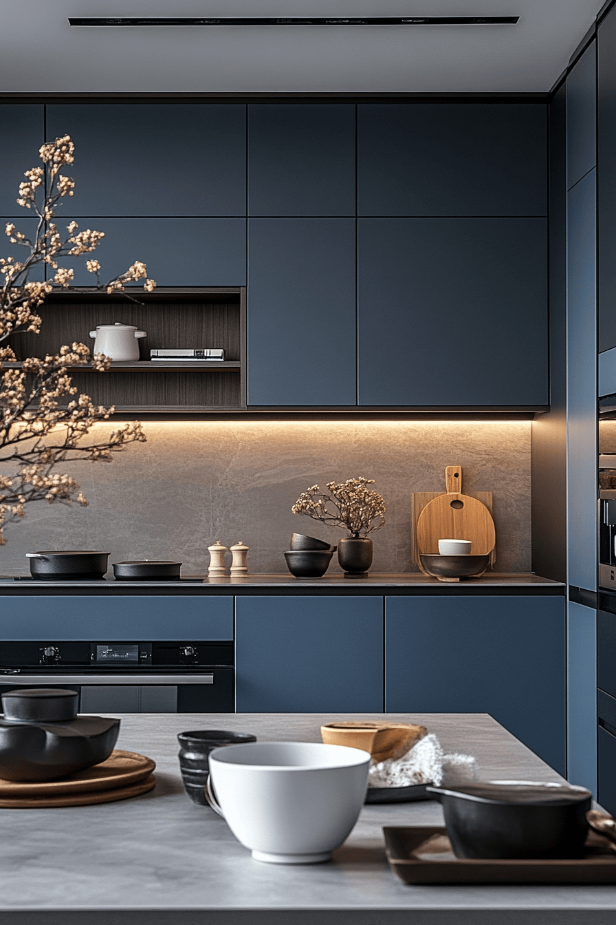 blue grey kitchen cabinets