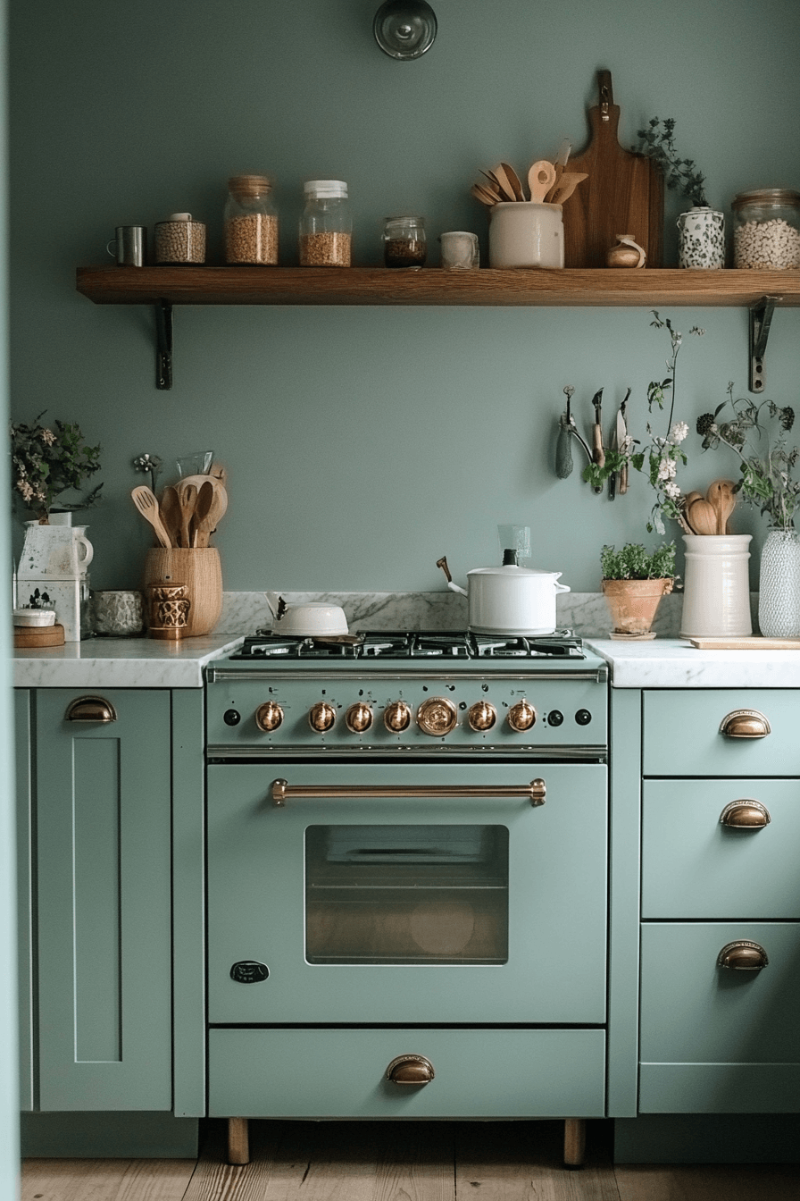 mint green kitchen cabinets