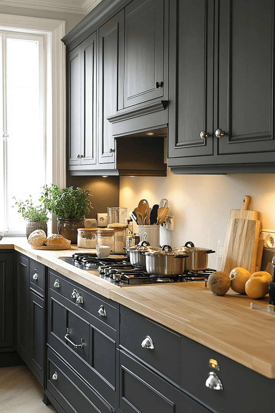 charcoal gray kitchen cabinets