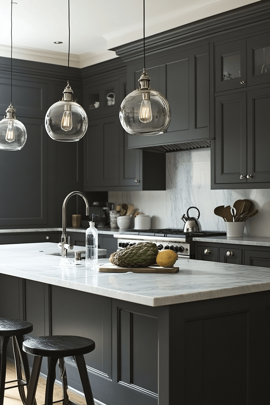 charcoal gray kitchen cabinets
