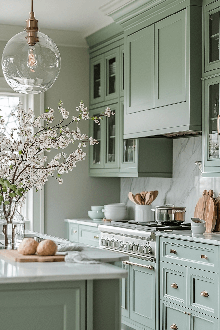 mint green kitchen cabinets
