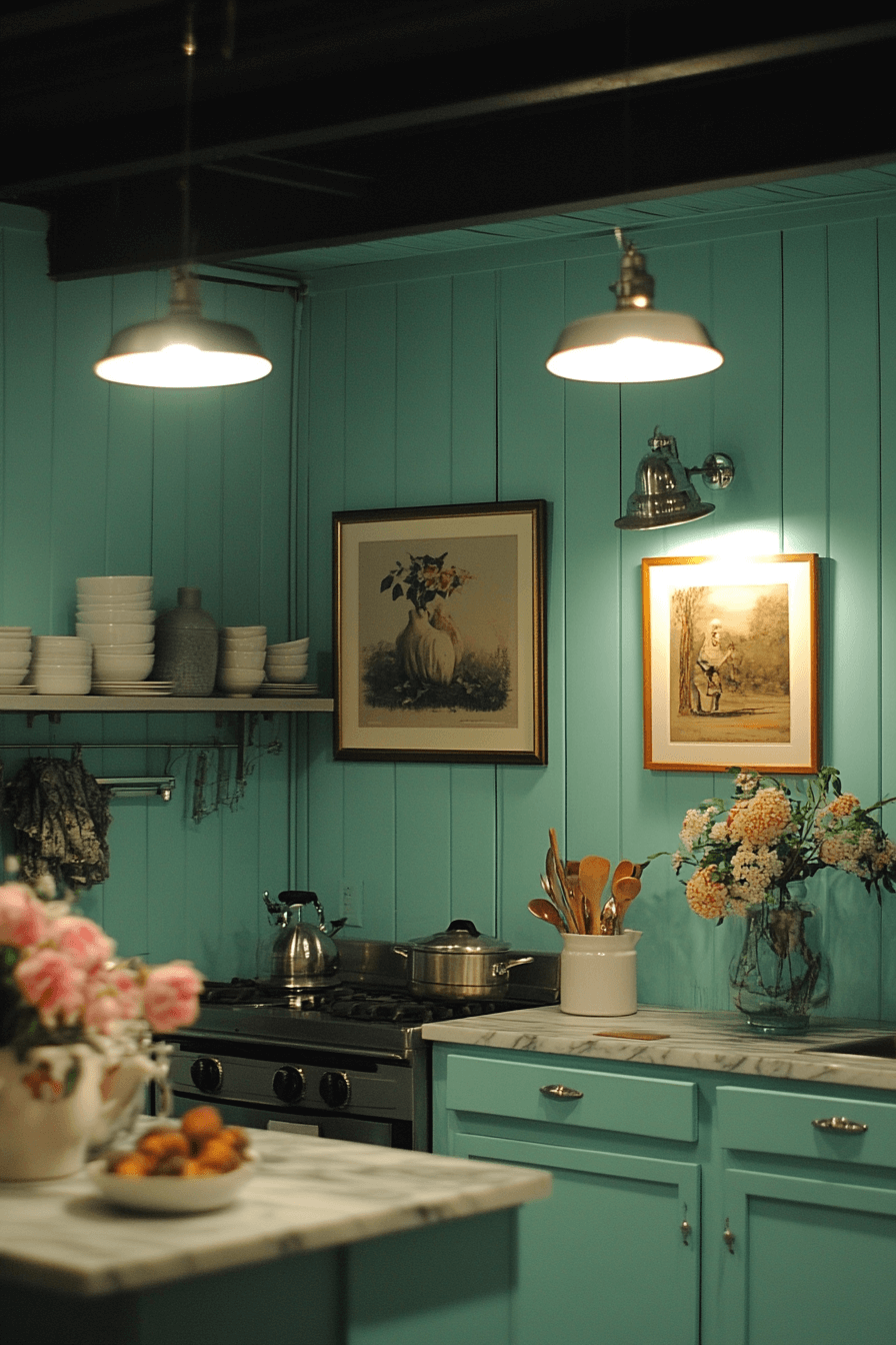 blue grey kitchen cabinets