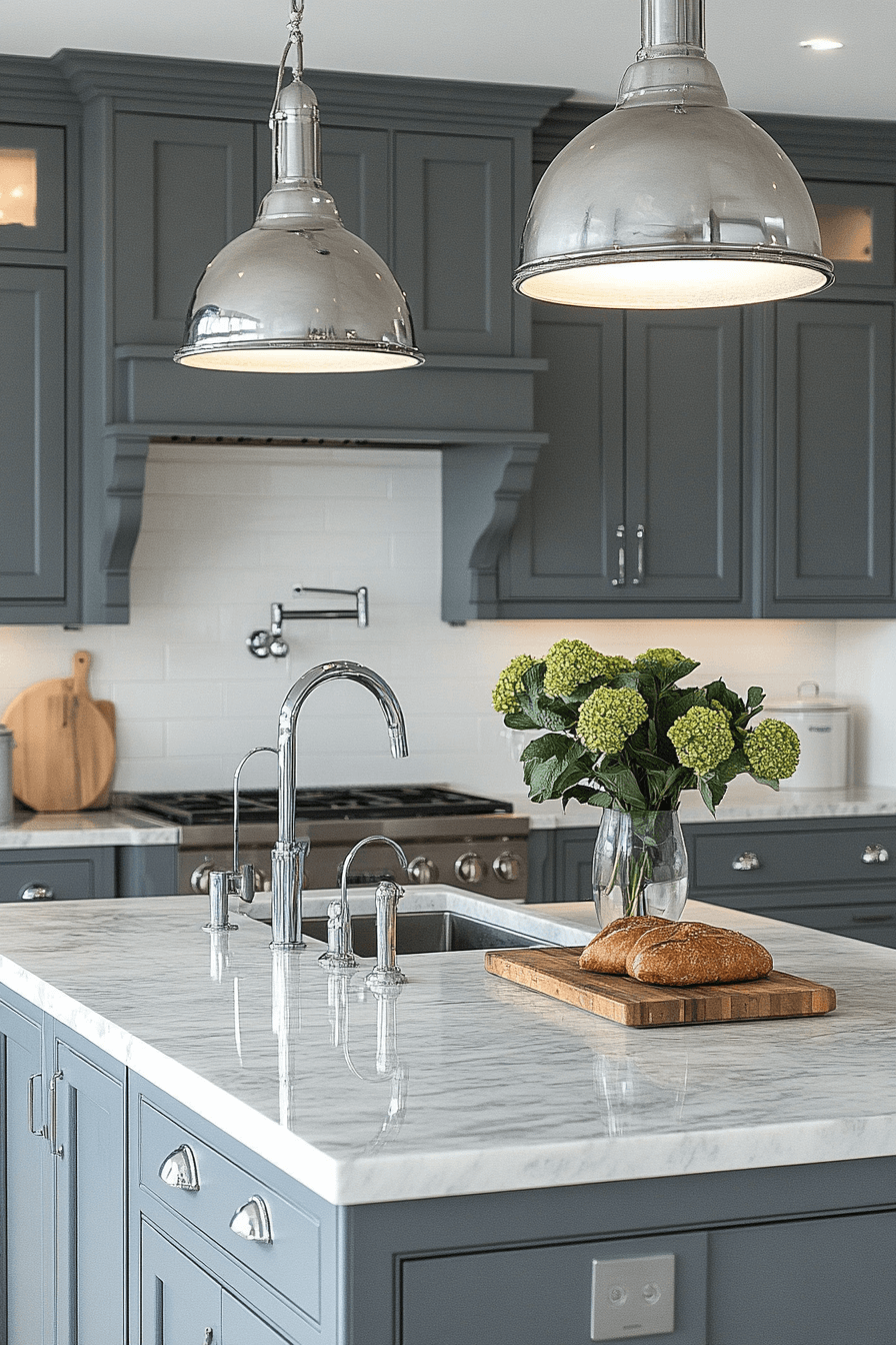 blue grey kitchen cabinets