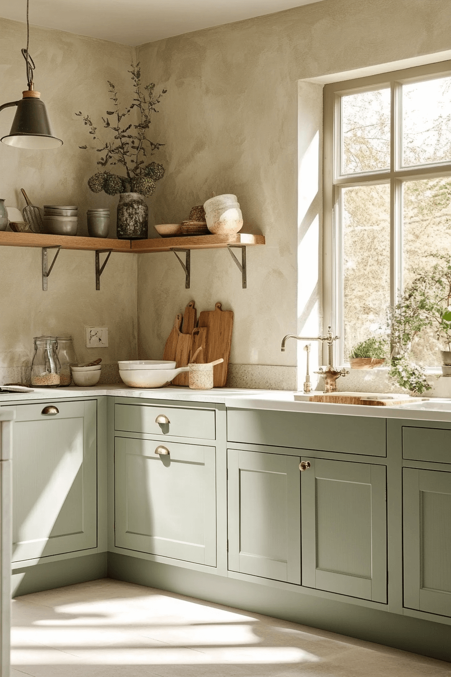 clary sage kitchen cabinets