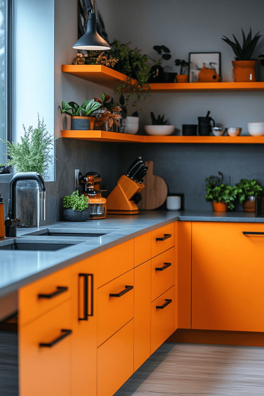 orange kitchen cabinets