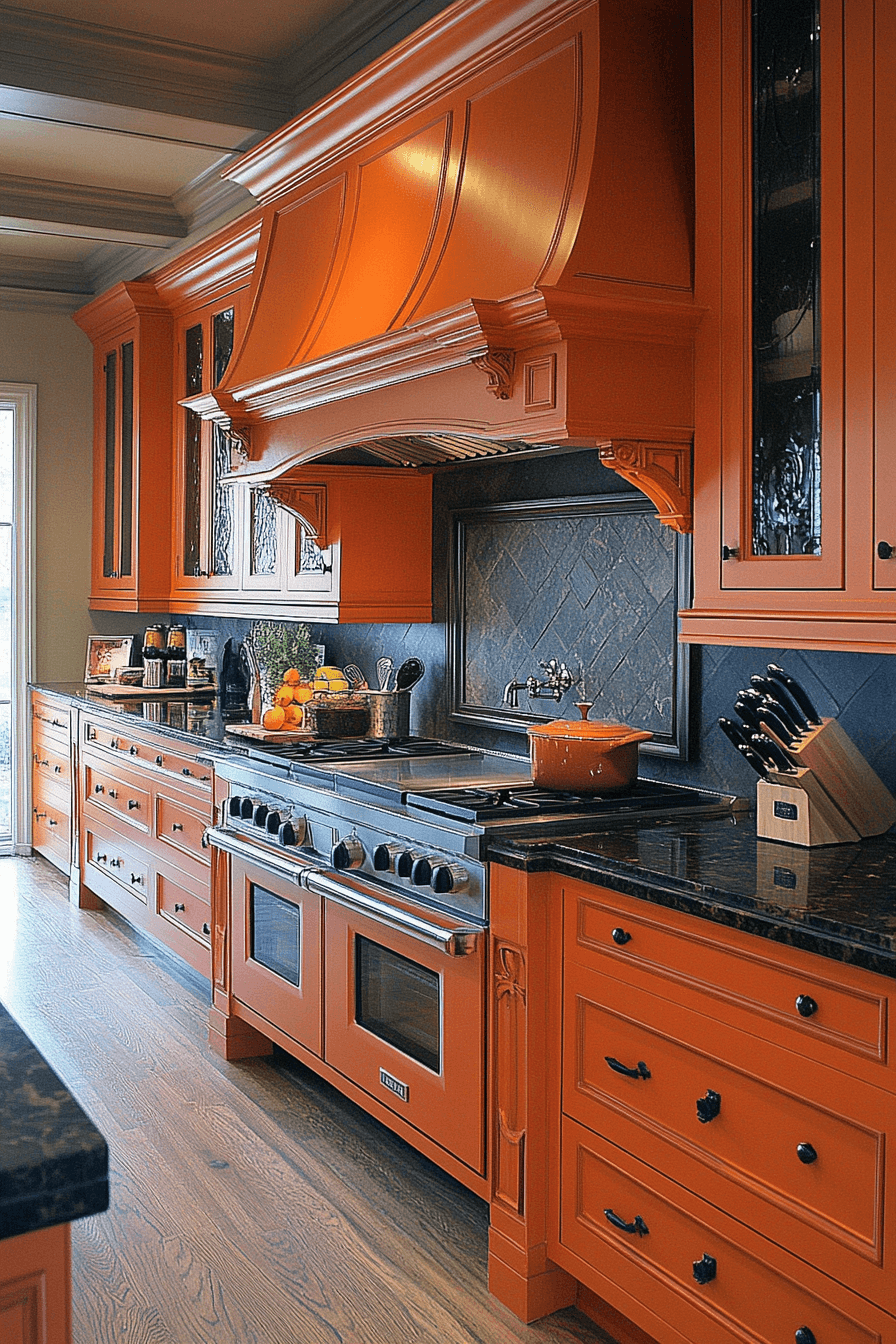 orange kitchen cabinets