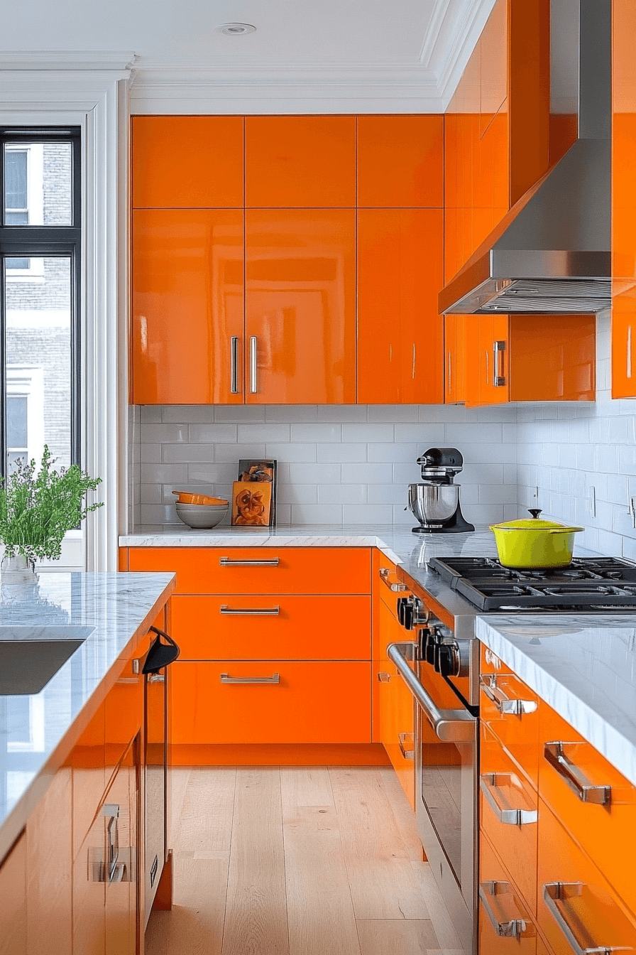 orange kitchen cabinets