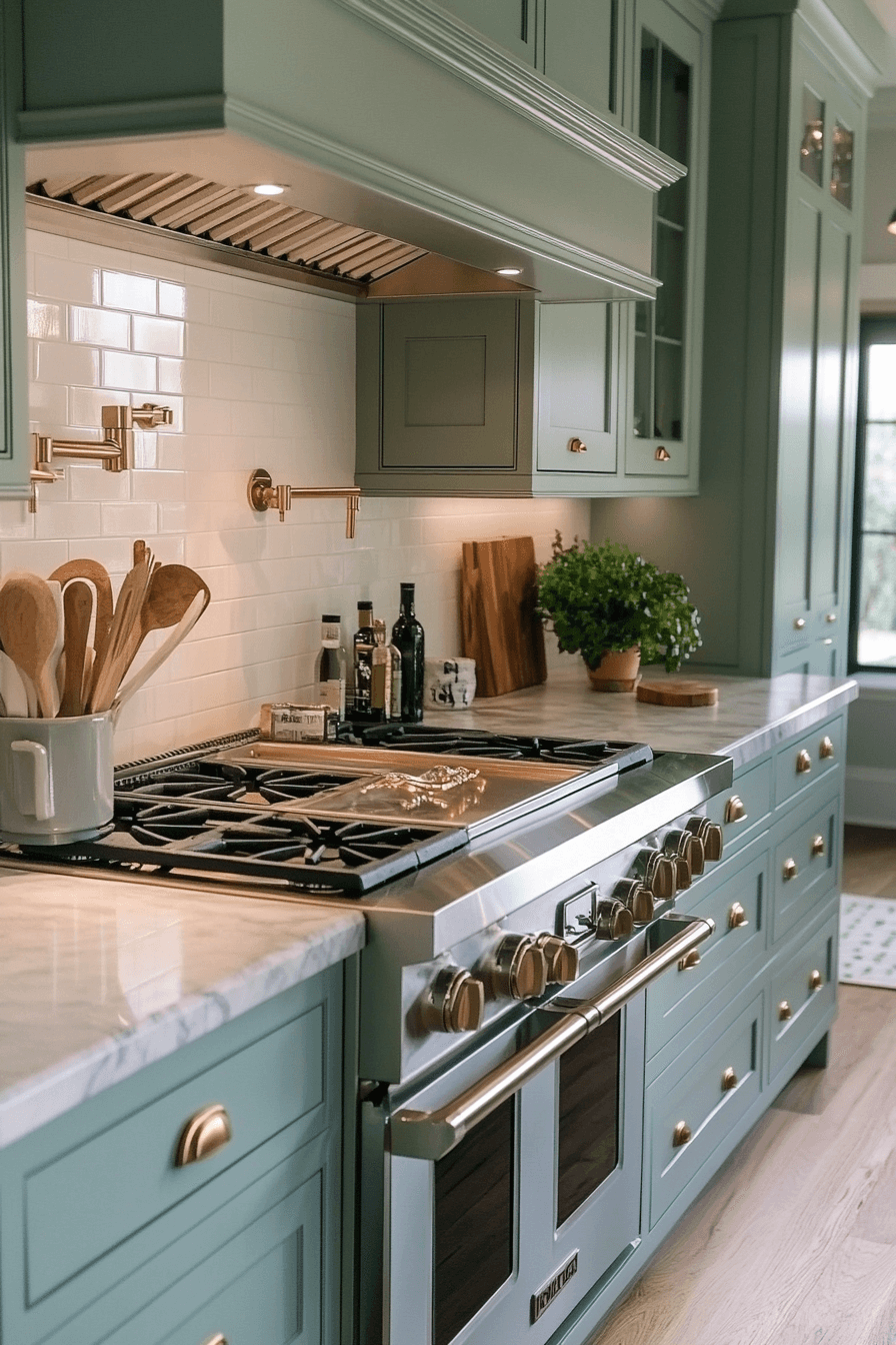 mint green kitchen cabinets