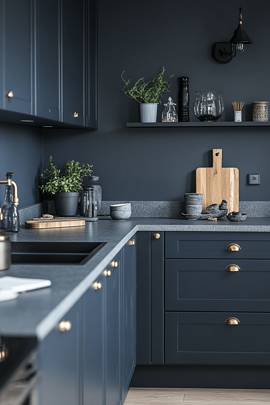 blue grey kitchen cabinets
