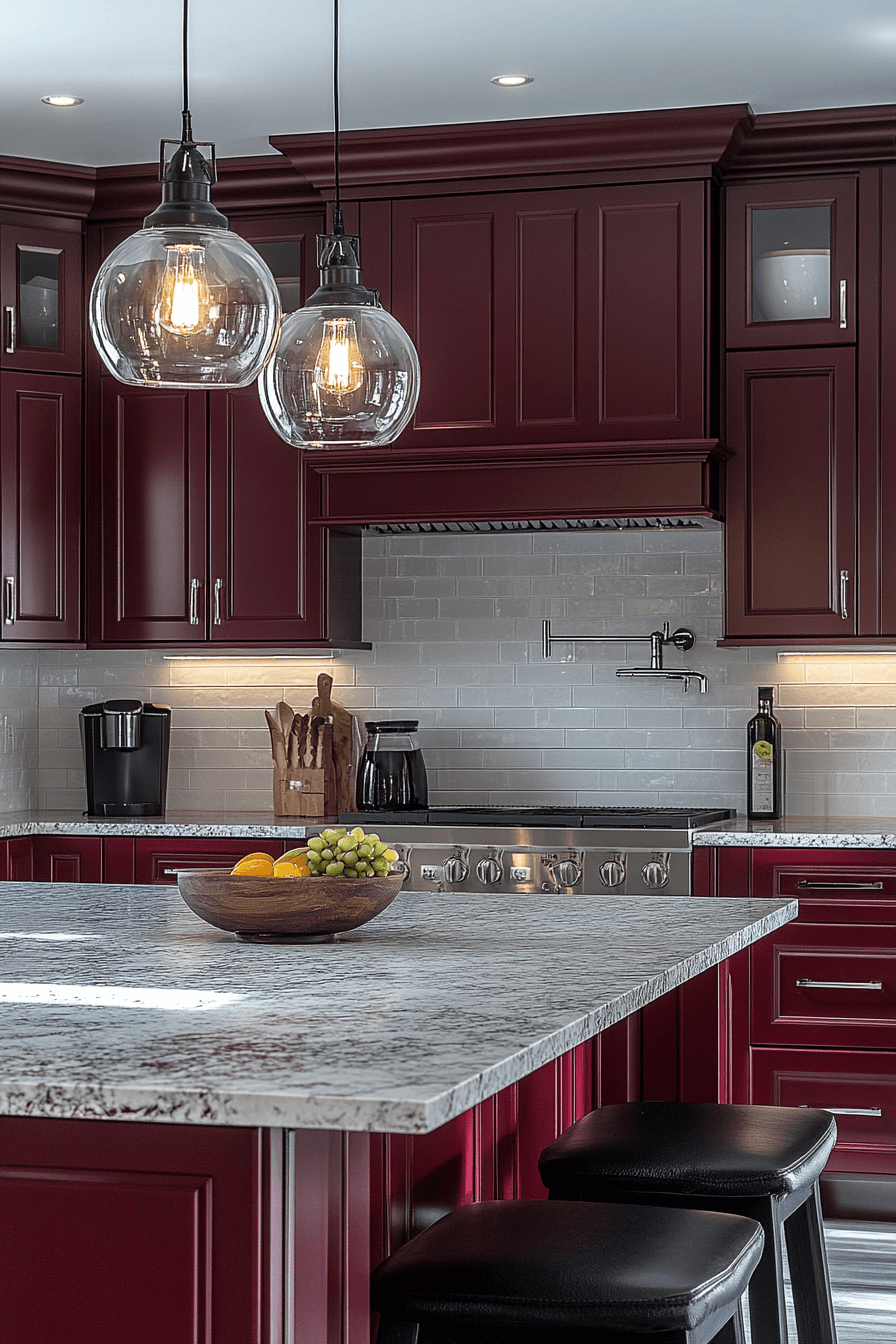 burgundy kitchen cabinets