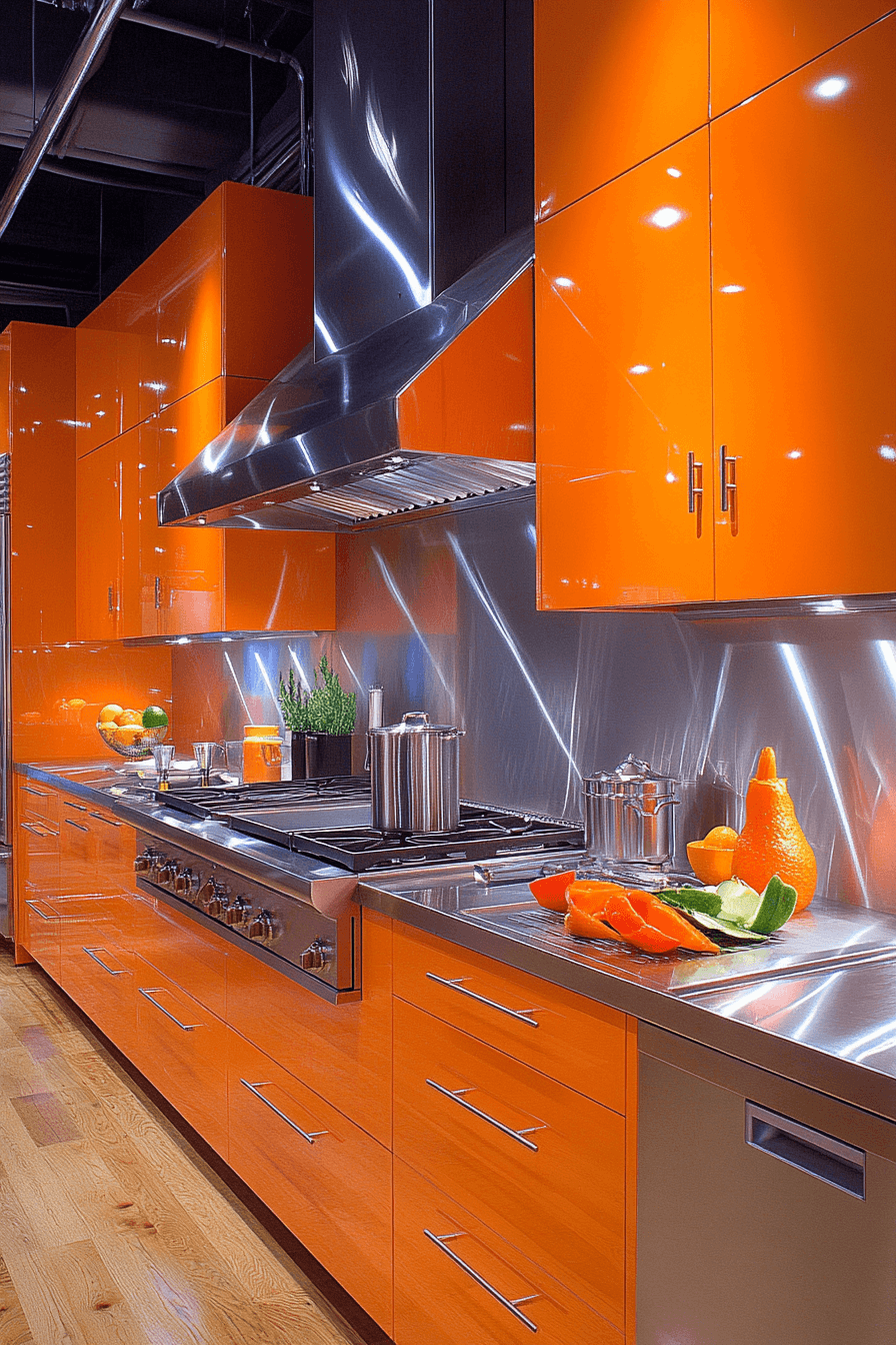 orange kitchen cabinets
