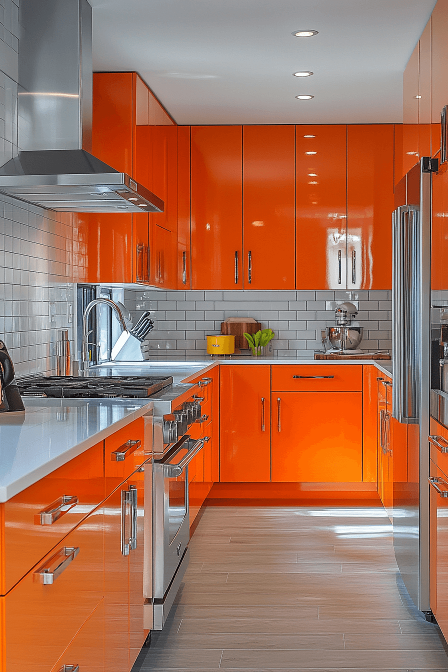 orange kitchen cabinets