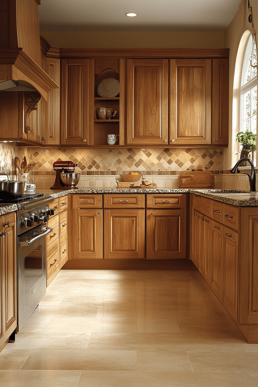 light brown cabinets kitchen