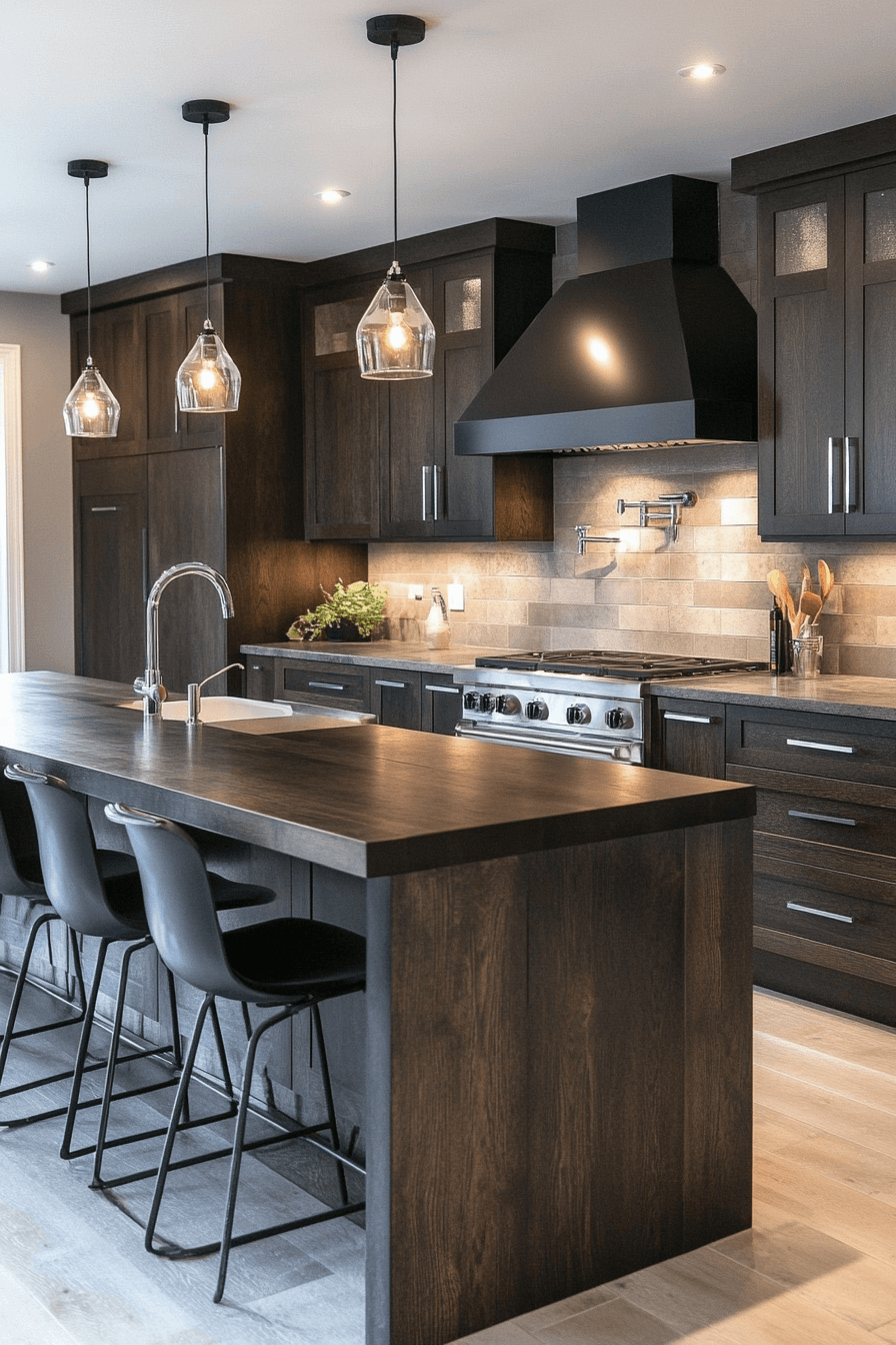 dark walnut kitchen cabinets