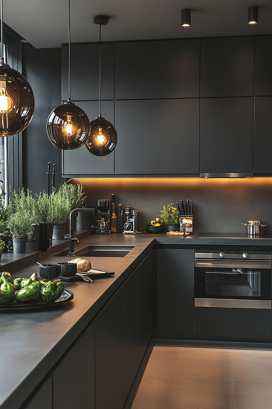 charcoal gray kitchen cabinets