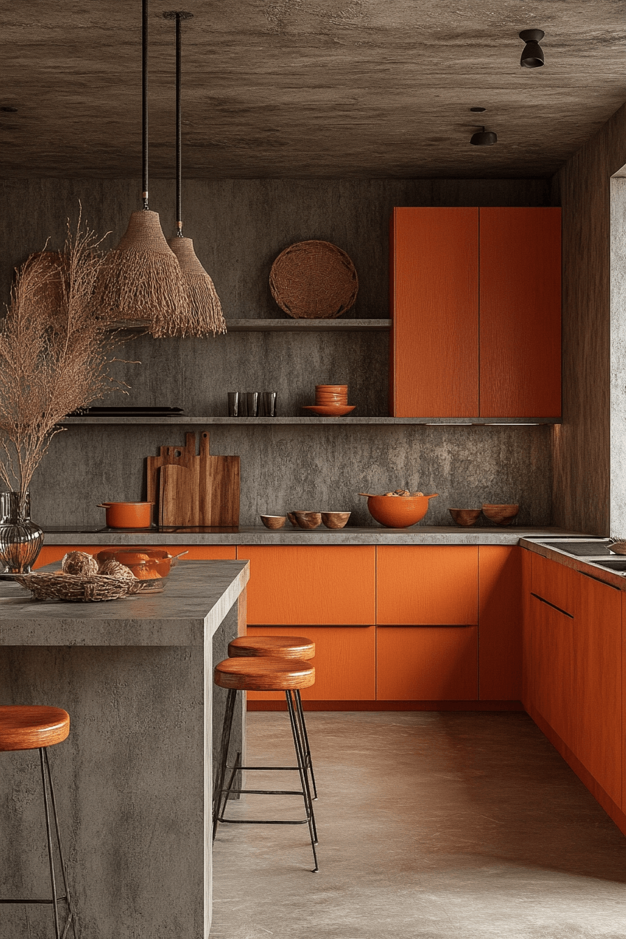 orange kitchen cabinets