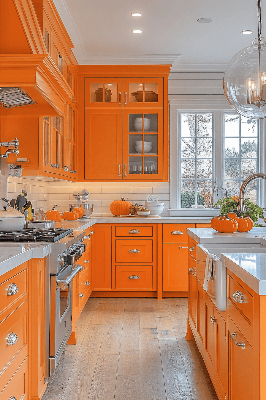 orange kitchen cabinets