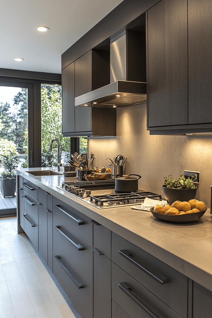 dark taupe kitchen cabinets