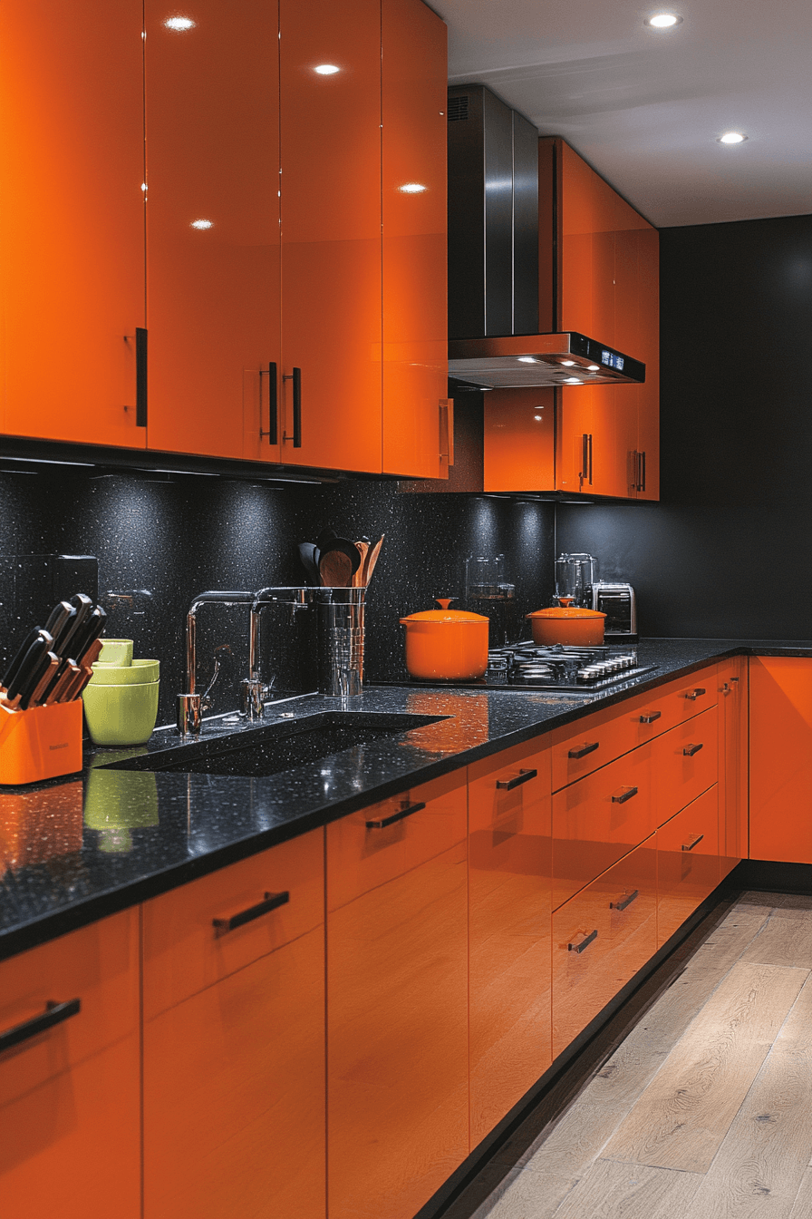 orange kitchen cabinets