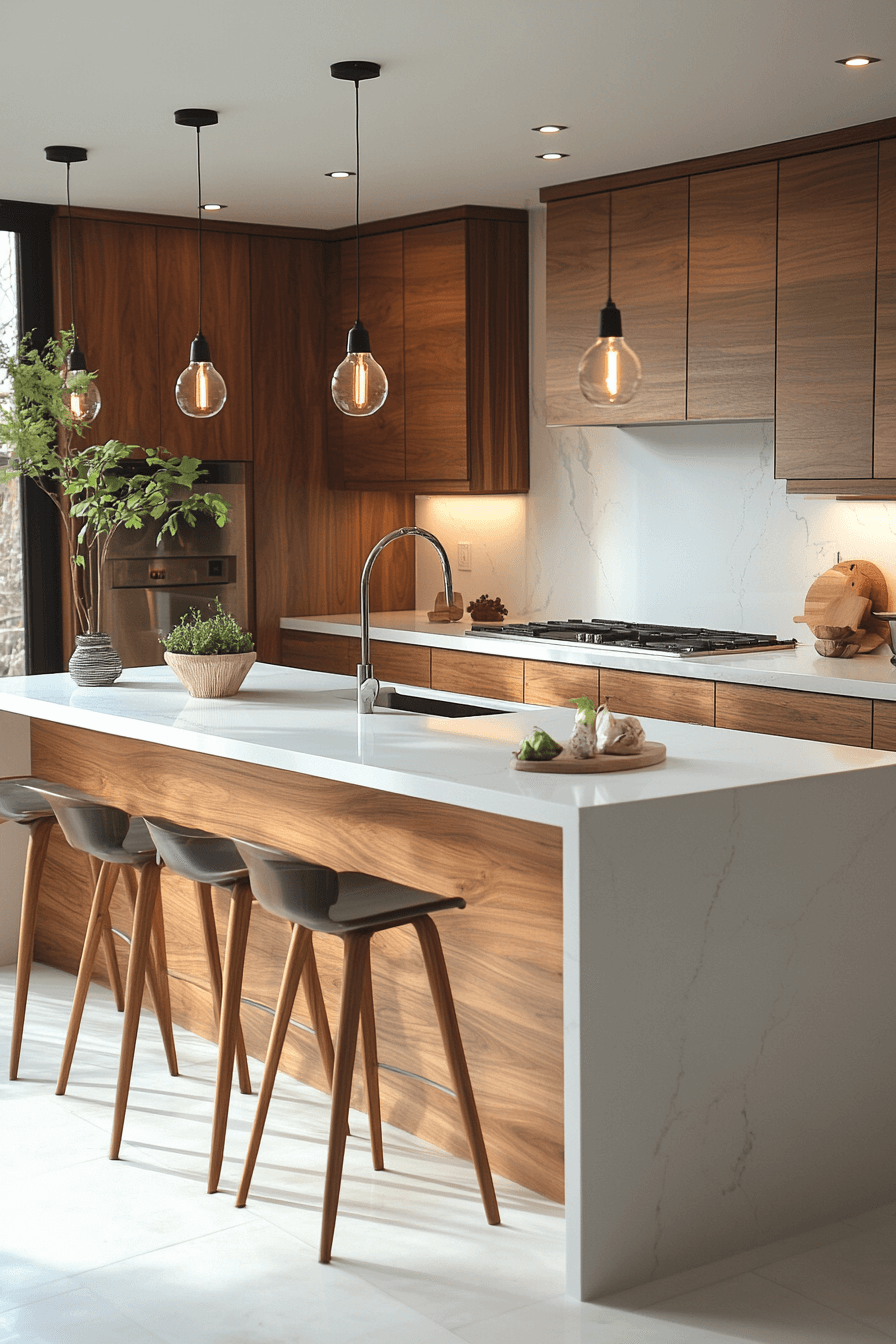 white and wood kitchen cabinets