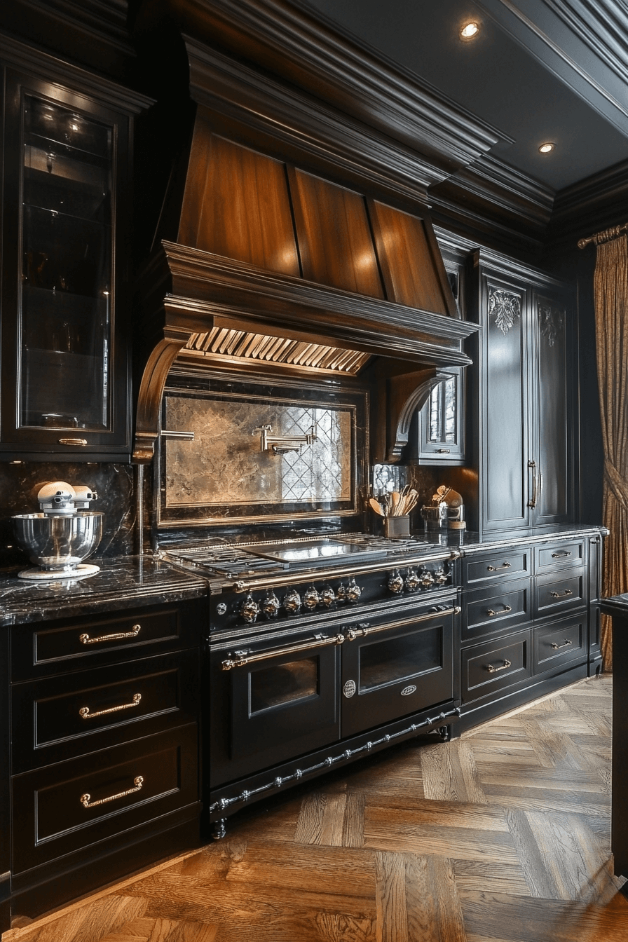 dark walnut kitchen cabinets