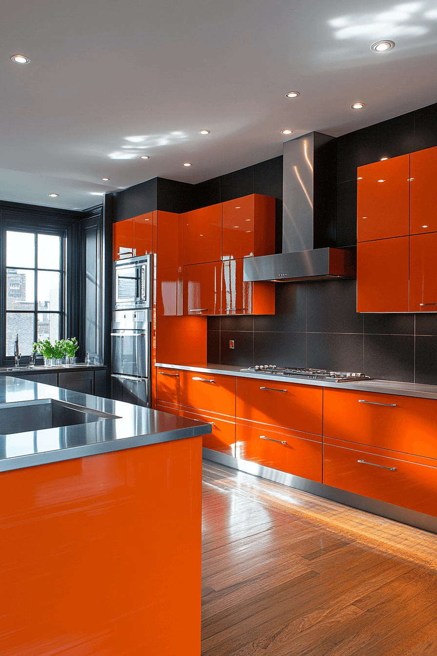 orange kitchen cabinets