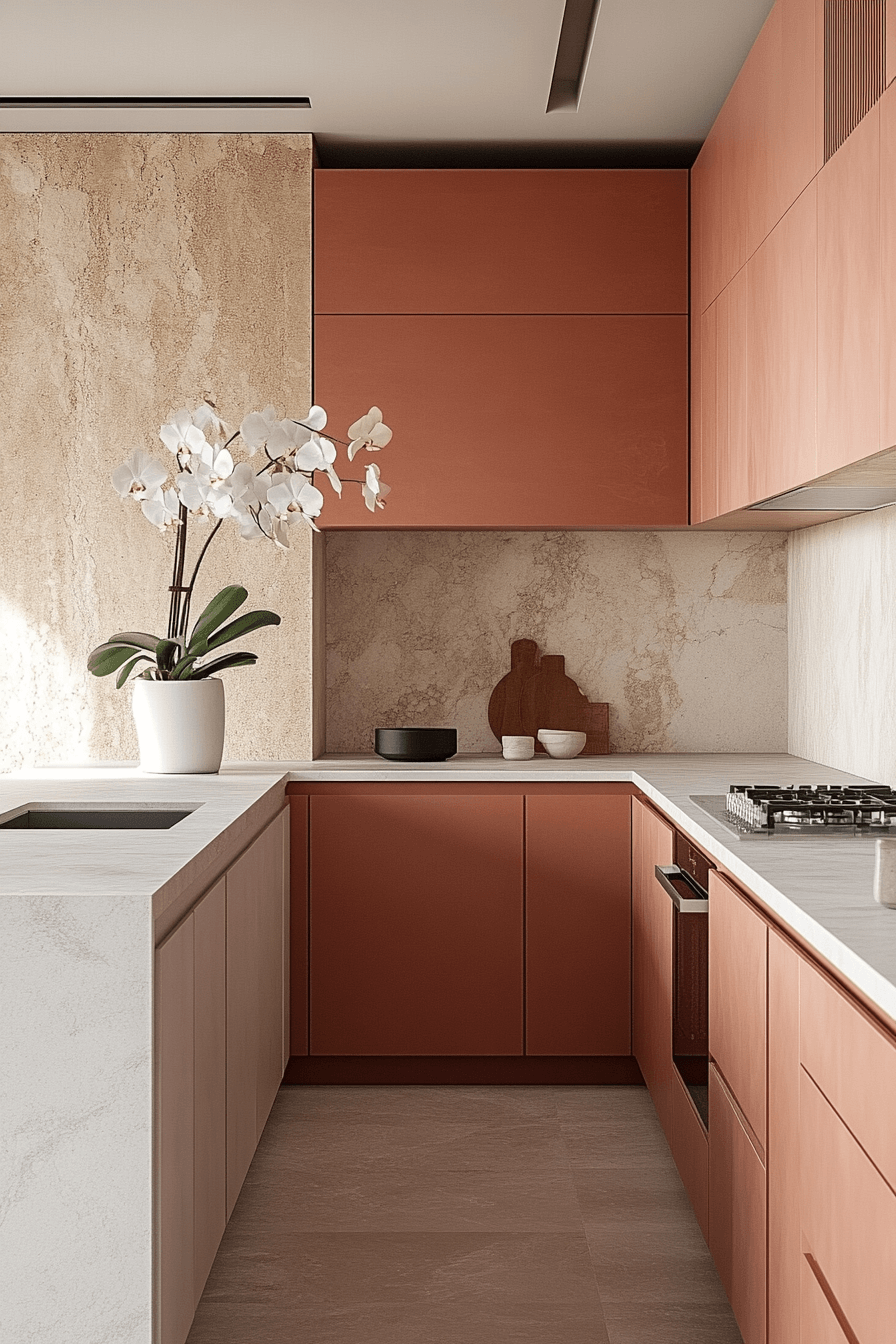 terracotta kitchen cabinets