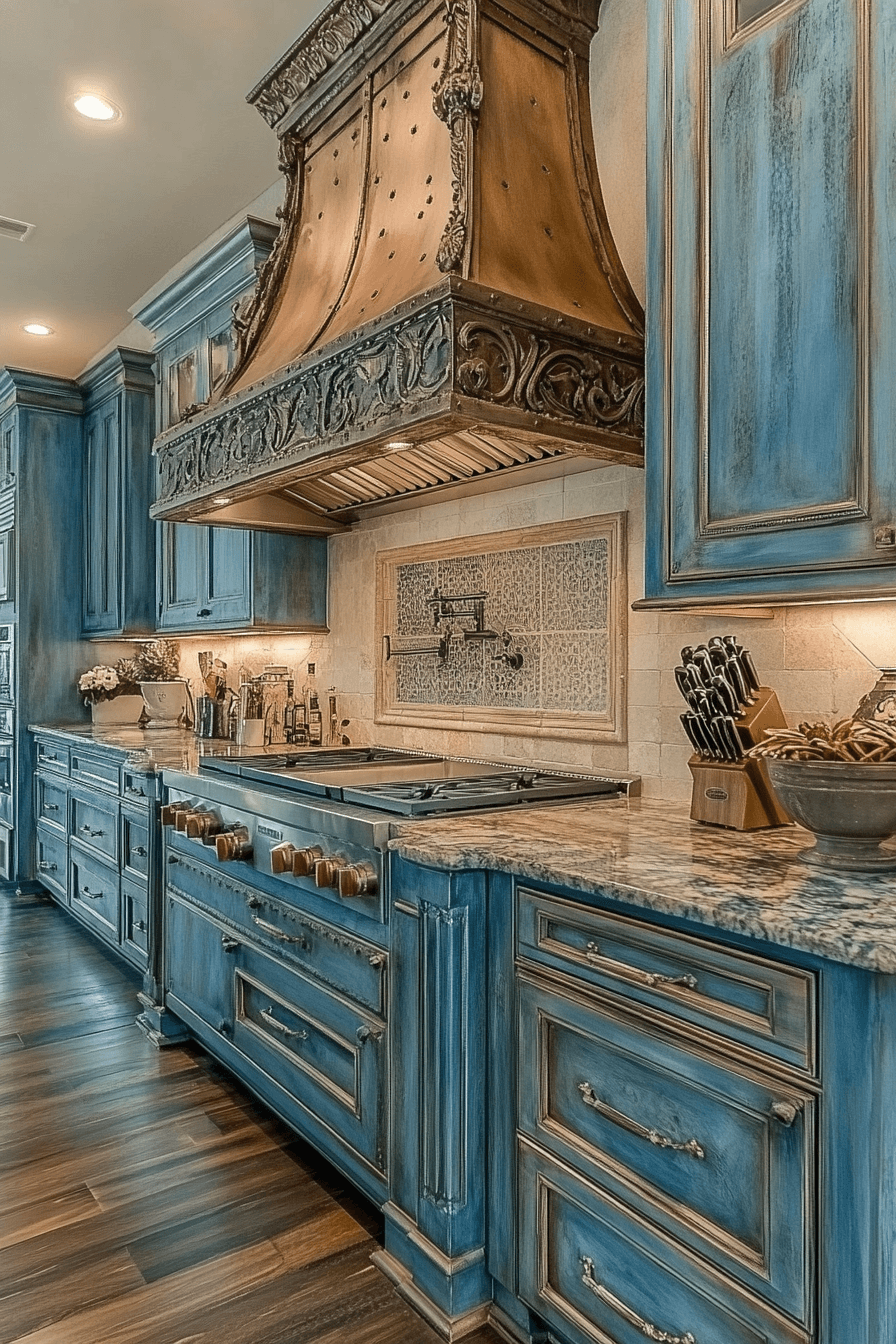 blue grey kitchen cabinets